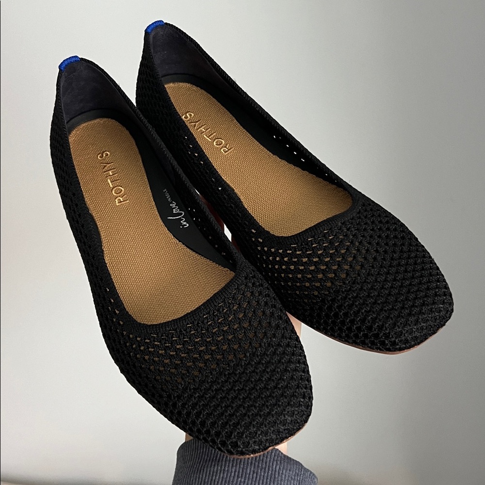 Rothy's Black Mesh Square Ballet Flats